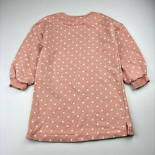 Load image into Gallery viewer, Girls Target, pink &amp; white spot cotton sweater dress, EUC, size 4, L: 50cm