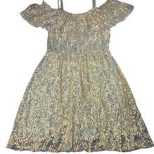 Load image into Gallery viewer, Girls Zara, cotton lined gold sequin party dress, FUC, size 6, L: 70cm