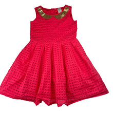 Load image into Gallery viewer, Girls Target, lined red &amp; gold sequin party dress, GUC, size 5, L: 60cm
