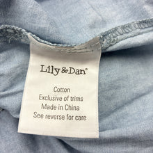 Load image into Gallery viewer, Girls Lily &amp; Dan, chambray cotton summer dress, GUC, size 3-4, L: 61cm