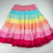 Load image into Gallery viewer, Girls Milkshake, lined cotton rainbow stripe skirt, elasticated, L: 47cm, GUC, size 8,  