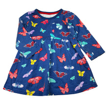 Load image into Gallery viewer, Girls cotton, long sleeve dress, butterflies, wash fade, FUC, size 3, L: 46cm