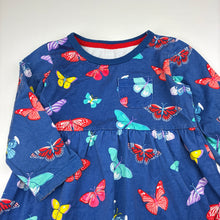 Load image into Gallery viewer, Girls cotton, long sleeve dress, butterflies, wash fade, FUC, size 3, L: 46cm