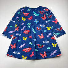 Load image into Gallery viewer, Girls cotton, long sleeve dress, butterflies, wash fade, FUC, size 3, L: 46cm