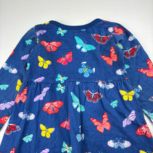 Load image into Gallery viewer, Girls cotton, long sleeve dress, butterflies, wash fade, FUC, size 3, L: 46cm