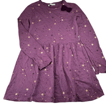 Load image into Gallery viewer, Girls Terranova Kids, purple cotton long sleeve dress, stars, light mark back right sleeve, FUC, size 12-13, L: 66cm