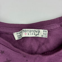 Load image into Gallery viewer, Girls Terranova Kids, purple cotton long sleeve dress, stars, light mark back right sleeve, FUC, size 12-13, L: 66cm