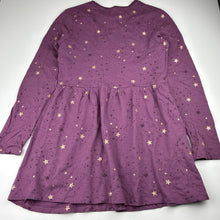 Load image into Gallery viewer, Girls Terranova Kids, purple cotton long sleeve dress, stars, light mark back right sleeve, FUC, size 12-13, L: 66cm