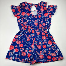 Load image into Gallery viewer, Girls soft feel, floral playsuit, no labels, armpit to armpit: 32cm, shoulder to crotch: 55cm, GUC, size 6,  