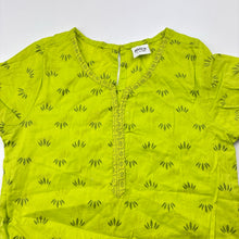 Load image into Gallery viewer, Girls Max, lime green lightweight cotton tunic top, L: 64cm, EUC, size 7-8,  