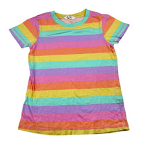 Load image into Gallery viewer, Girls Milkshake, rainbow striped cotton tee / top, GUC, size 6,  