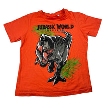 Load image into Gallery viewer, Boys JURASSIC WORLD, orange cotton tee / top, dinosaur, EUC, size 5,  