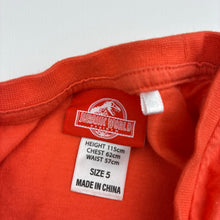 Load image into Gallery viewer, Boys JURASSIC WORLD, orange cotton tee / top, dinosaur, EUC, size 5,  