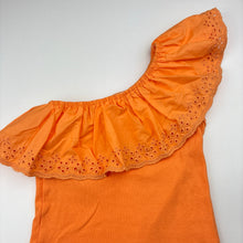 Load image into Gallery viewer, Girls Mango, broderie trim asymmetrical top, EUC, size 8,  