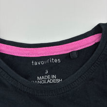 Load image into Gallery viewer, Girls Favourites, black cotton long sleeve tee / top, FUC, size 3,  