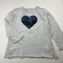 Load image into Gallery viewer, Girls Cotton On, cotton long sleeve tee / top, flip sequin hearts, GUC, size 3,  
