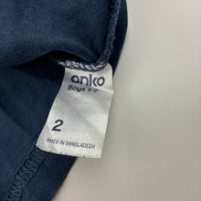 Load image into Gallery viewer, Boys Anko, navy cotton long sleeve tee / top, GUC, size 2,  