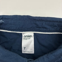 Load image into Gallery viewer, Boys Anko, navy lightweight cotton short sleeve shirt, EUC, size 7,  