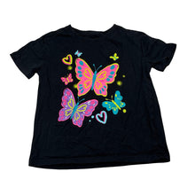 Load image into Gallery viewer, Girls Anko, black cotton tee / top, butterflies, GUC, size 4,  