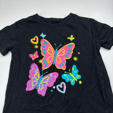 Load image into Gallery viewer, Girls Anko, black cotton tee / top, butterflies, GUC, size 4,  