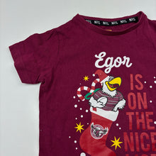 Load image into Gallery viewer, Unisex NRL Supporter, Manly Sea Eagles cotton Christmas tee / top, GUC, size 2,  