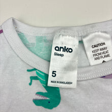 Load image into Gallery viewer, Girls Anko, soft feel stretchy pyjama top, dinosaurs, EUC, size 5,  