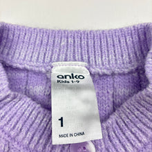 Load image into Gallery viewer, Girls Anko, purple knitted cardigan, EUC, size 1,  
