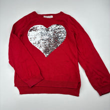 Load image into Gallery viewer, Girls H&amp;M, knitted cotton sweater / jumper, flip sequin heart, EUC, size 5-6,  