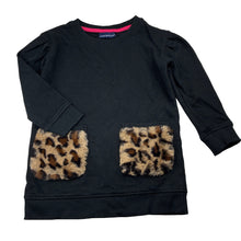 Load image into Gallery viewer, Girls Andy &amp; Evan, black sweater / jumper, faux fur pockets, L: 47cm, GUC, size 5,  