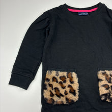 Load image into Gallery viewer, Girls Andy &amp; Evan, black sweater / jumper, faux fur pockets, L: 47cm, GUC, size 5,  