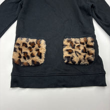 Load image into Gallery viewer, Girls Andy &amp; Evan, black sweater / jumper, faux fur pockets, L: 47cm, GUC, size 5,  