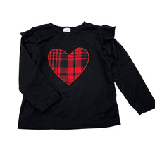 Load image into Gallery viewer, Girls black, soft feel long sleeve top, heart, EUC, size 3-4,  