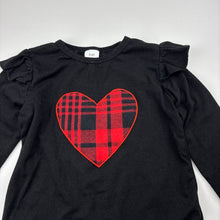 Load image into Gallery viewer, Girls black, soft feel long sleeve top, heart, EUC, size 3-4,  