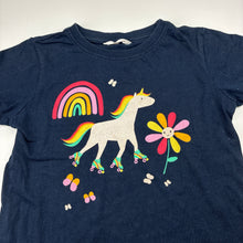 Load image into Gallery viewer, Girls Milkshake, navy cotton tee / top, unicorn, no size, armpit to armpit: 33cm, FUC, size 5-6,  