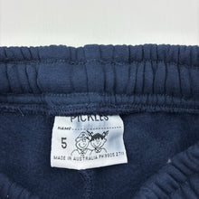 Load image into Gallery viewer, Unisex PICKLES, navy fleece lined track pants, Inside leg: 50cm, EUC, size 5,  