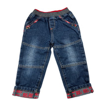 Load image into Gallery viewer, Boys Woolies Babes, dark denim jeans, elasticated, Inside leg: 25.5cm, GUC, size 2,  