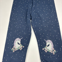 Load image into Gallery viewer, Girls Target, stretchy leggings, embroidered unicorns, Inside leg: 41cm, FUC, size 5,  