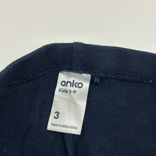 Load image into Gallery viewer, Girls Anko, navy fleece lined leggings, Inside leg: 30cm, FUC, size 3,  