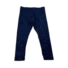 Load image into Gallery viewer, Girls KID, navy &amp; rainbow glitter leggings, Inside leg: 30cm, EUC, size 2,  