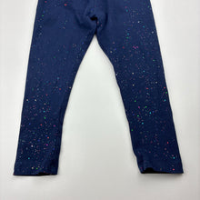 Load image into Gallery viewer, Girls KID, navy &amp; rainbow glitter leggings, Inside leg: 30cm, EUC, size 2,  
