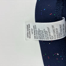 Load image into Gallery viewer, Girls KID, navy &amp; rainbow glitter leggings, Inside leg: 30cm, EUC, size 2,  