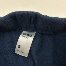 Load image into Gallery viewer, Girls Anko, navy fleece lined track pants, flowers, Inside leg: 40cm, EUC, size 5,  