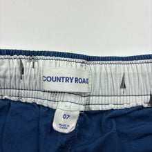 Load image into Gallery viewer, Boys Country Road, blue stretch cotton casual pants, elasticated, Inside leg: 45cm, GUC, size 7,  