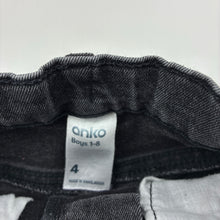Load image into Gallery viewer, Boys Anko, grey stretch denim jeans, adjustable, Inside leg: 36cm, FUC, size 4,  