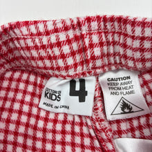 Load image into Gallery viewer, Girls Cotton On, red &amp; white check cotton pyjama pants, EUC, size 4,  