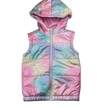Load image into Gallery viewer, Girls Anko, pastel rainbow hooded vest / sleeveless jacket, GUC, size 4,  