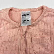 Load image into Gallery viewer, Girls Anko, pink pointelle cotton zip coverall / romper, EUC, size 0000,  
