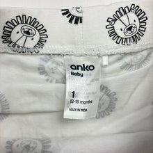 Load image into Gallery viewer, Unisex Anko, stretchy shorts, elasticated, lions, EUC, size 1,  
