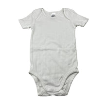 Load image into Gallery viewer, Unisex Anko, white ribbed cotton bodysuit / romper, EUC, size 1,  