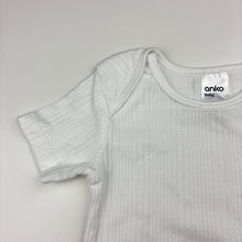 Load image into Gallery viewer, Unisex Anko, white ribbed cotton bodysuit / romper, EUC, size 1,  